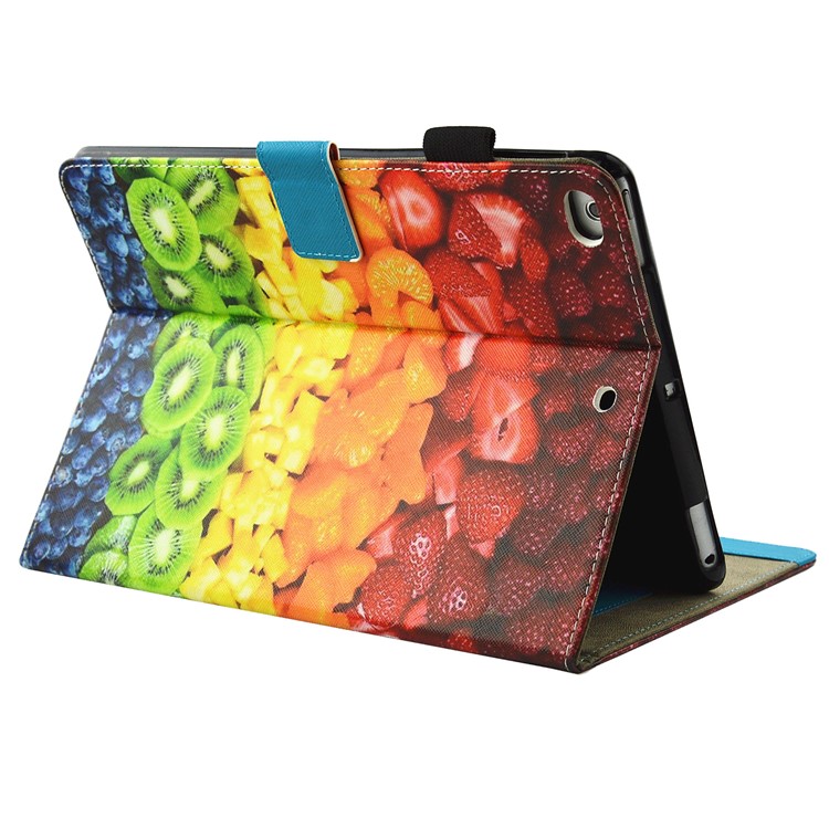 For iPad 9.7 (2017) Pattern Printing Smart Leather Case with Card Slots - Fruit Feast-5