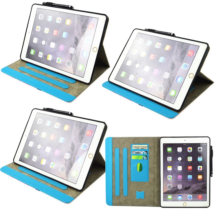 For iPad 9.7 (2017) Pattern Printing Smart Leather Case with Card Slots - Fruit Feast-8