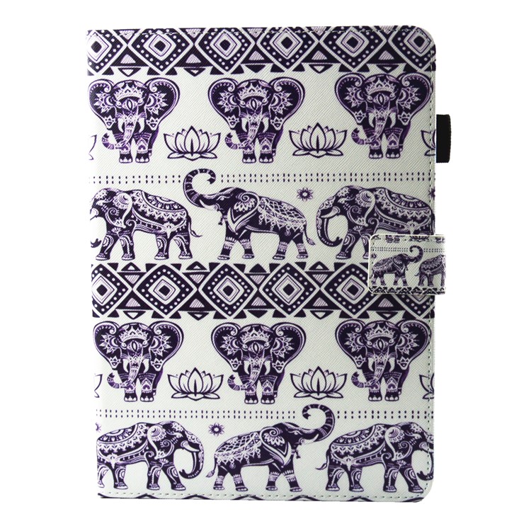 

Pattern Printing Leather Card Slots Smart Case with Stand for iPad 9.7 (2018) / 9.7 (2017) - Tribal Elephants