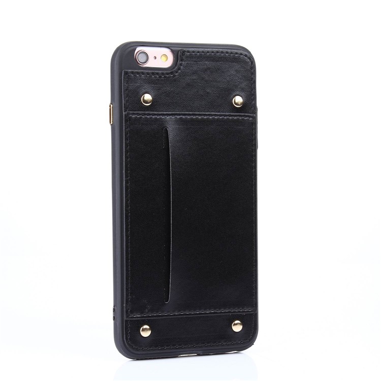 LC.IMEEKE Rivet Leather Coated TPU Card Holder Phone Casing for iPhone 6s / 6 - Black-3