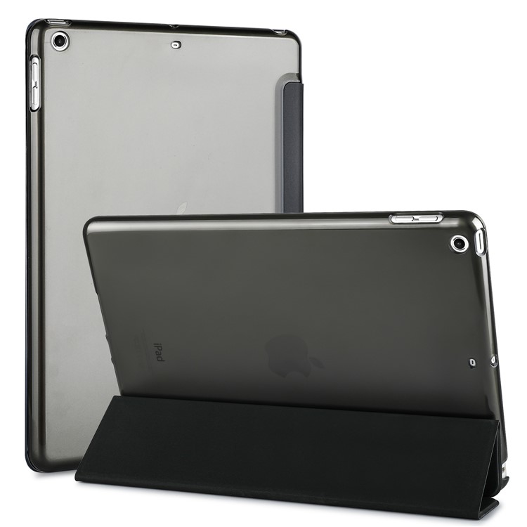 Tri-fold PU Leather Smart Flip Tablet Shell Cover for iPad 9.7 (2017) - Black-1