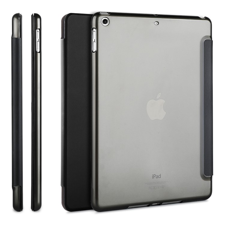 Tri-fold PU Leather Smart Flip Tablet Shell Cover for iPad 9.7 (2017) - Black-15