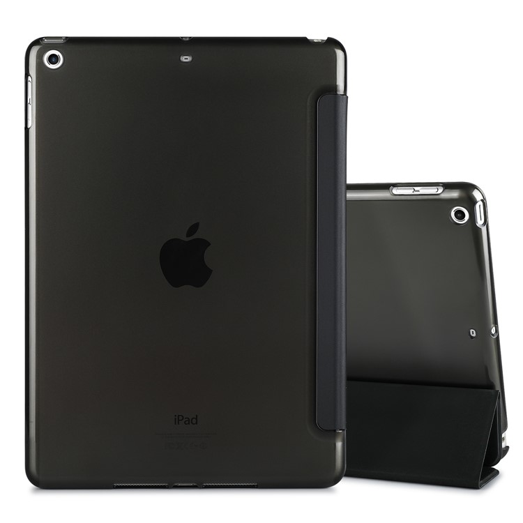 Tri-fold PU Leather Smart Flip Tablet Shell Cover for iPad 9.7 (2017) - Black-16