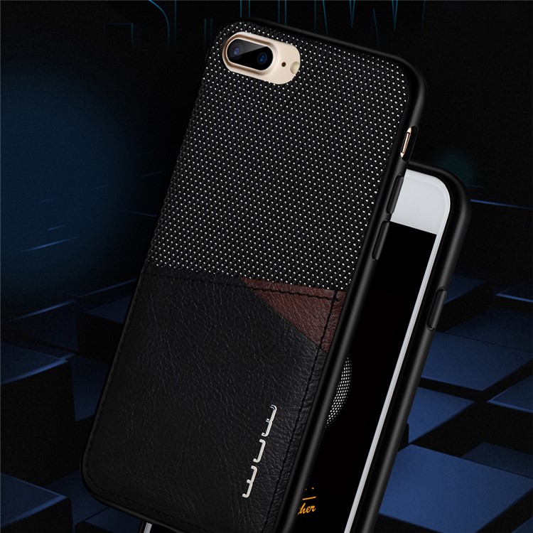 WUW for iPhone 7 Plus 5.5 Card Holder PU Leather Coated PC TPU Phone Case (wuw-k72) - Black-1