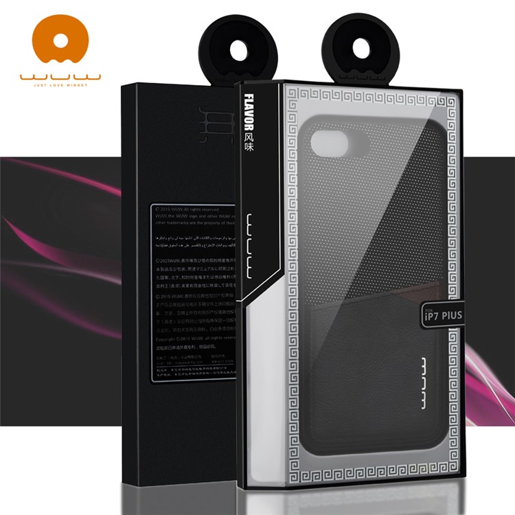 WUW for iPhone 7 Plus 5.5 Card Holder PU Leather Coated PC TPU Phone Case (wuw-k72) - Black-12