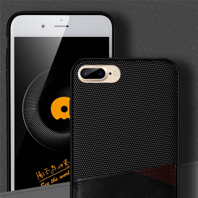 WUW for iPhone 7 Plus 5.5 Card Holder PU Leather Coated PC TPU Phone Case (wuw-k72) - Black-2