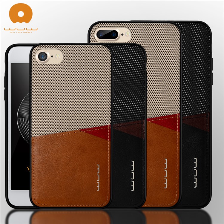WUW for iPhone 7 Plus 5.5 Card Holder PU Leather Coated PC TPU Phone Case (wuw-k72) - Black-7