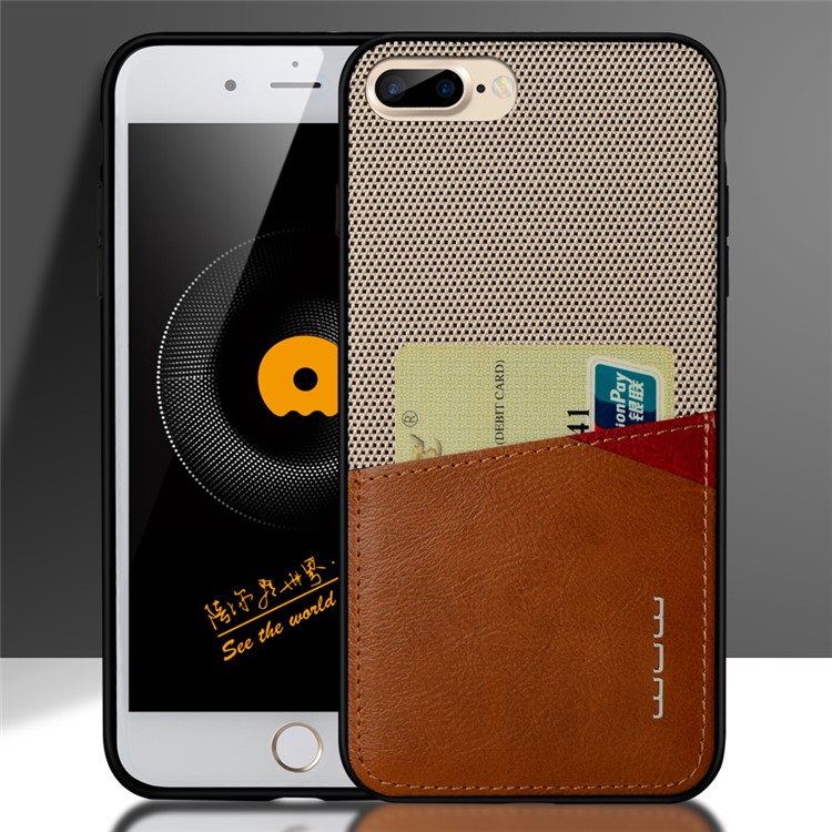 WUW for iPhone 7 Plus 5.5 Card Holder PU Leather Coated PC TPU Phone Case (wuw-k72) - Black-8