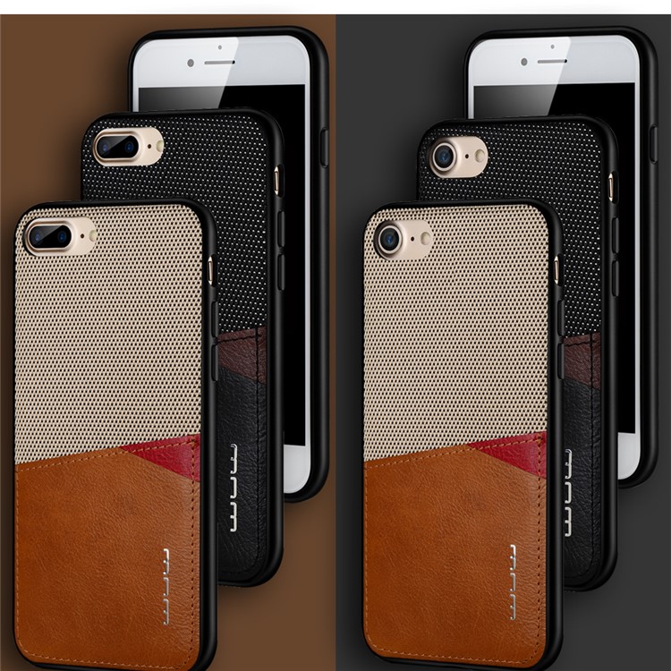 WUW for iPhone 7 Plus 5.5 Card Holder PU Leather Coated PC TPU Phone Case (wuw-k72) - Black-9