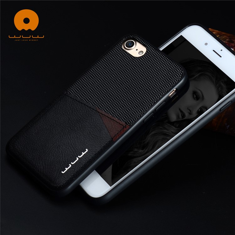WUW for iPhone 7 4.7 Card Holder PU Leather Coated PC TPU Hybrid Phone Case (wuw-k72) - Black-1