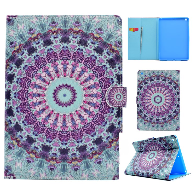 

Pattern Printing Leather Wallet Tablet Case for iPad 9.7 (2018) / 9.7 (2017) - Cyan and Purple Bohemia Pattern, iPad 9.7 (2017)