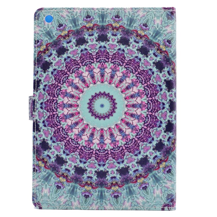 Pattern Printing Leather Wallet Tablet Case for iPad 9.7 (2018) / 9.7 (2017) - Cyan and Purple Bohemia Pattern-3