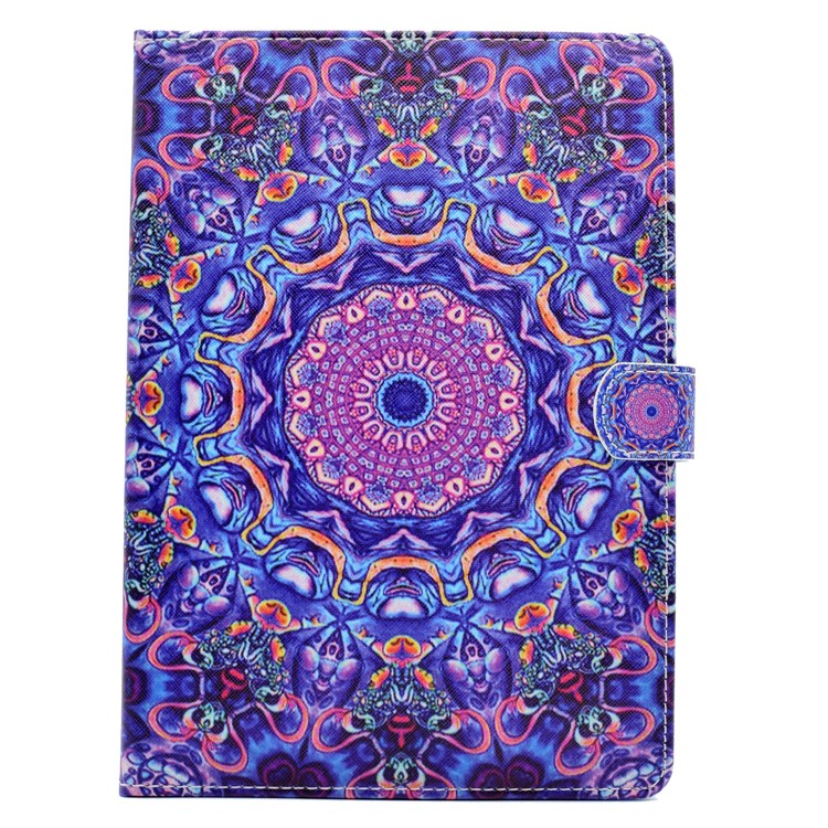 Leather Wallet Patterned Case with Stand for iPad 9.7 (2018) / 9.7 (2017) - Purple and Blue Bohemia Pattern-2