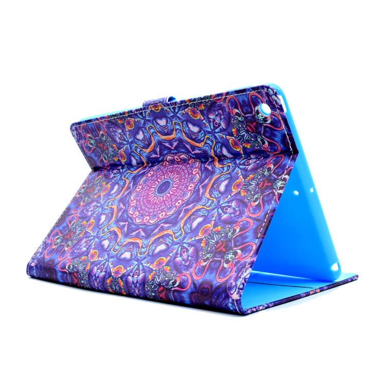 Leather Wallet Patterned Case with Stand for iPad 9.7 (2018) / 9.7 (2017) - Purple and Blue Bohemia Pattern-4