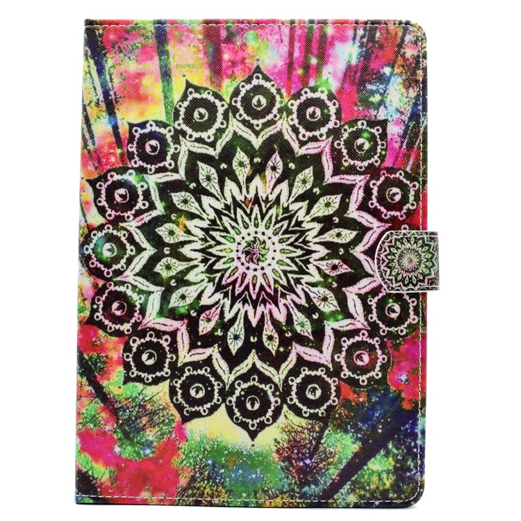Pattern Printing Leather Wallet Protection Shell for iPad 9.7 (2018) / 9.7 (2017) - Green and Black Bohemia Pattern-2