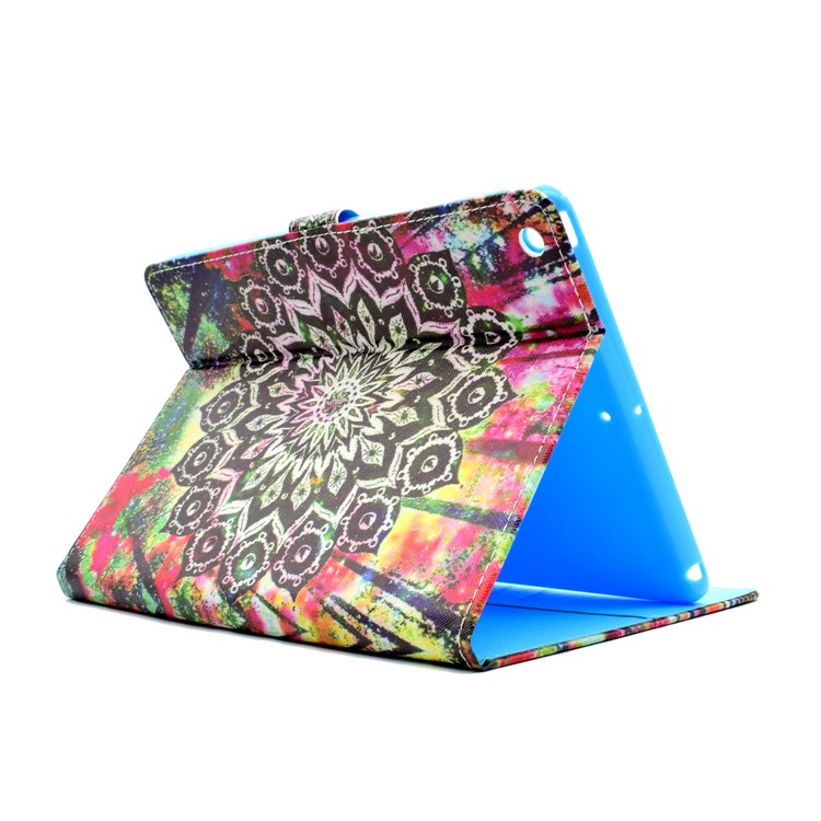 Pattern Printing Leather Wallet Protection Shell for iPad 9.7 (2018) / 9.7 (2017) - Green and Black Bohemia Pattern-4