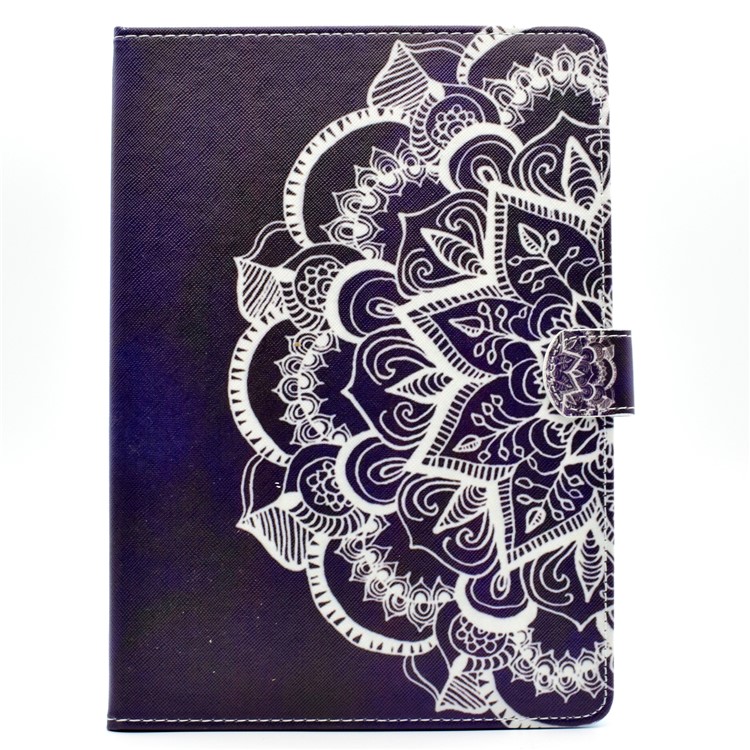 Padrão de couro carteira tampa da mesa com suporte para iPad 9.7 (2017) - Half Henna Lotus-2