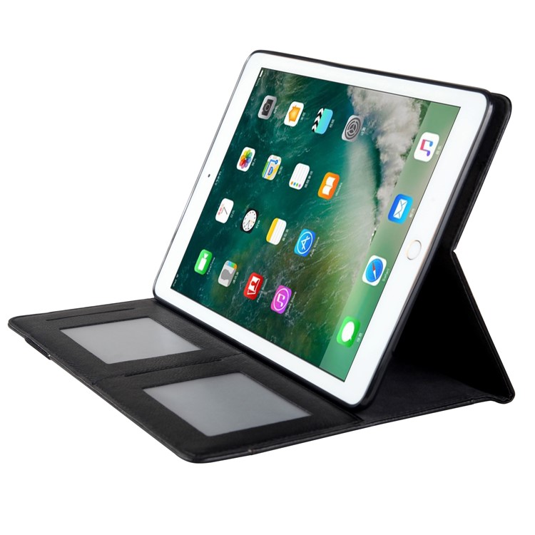 CMAI2 Leather Card Slots Stand Case with Stylus Pen Holder for iPad 9.7 (2017) - Black-4
