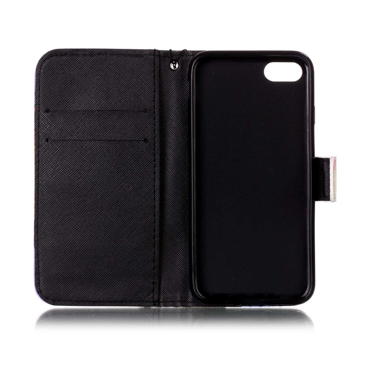 Rhinestone Decor Patterned Leather Wallet Case with Lanyard for iPhone 7 - Abstract Tree Pattern-6