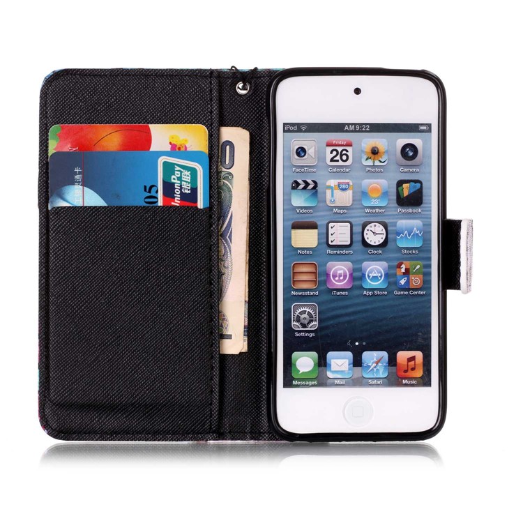 Rhinestone Decor Patterned Wallet Leather Stand Case Cover for iPod Touch 6/5 - Abstract Tree Pattern-5