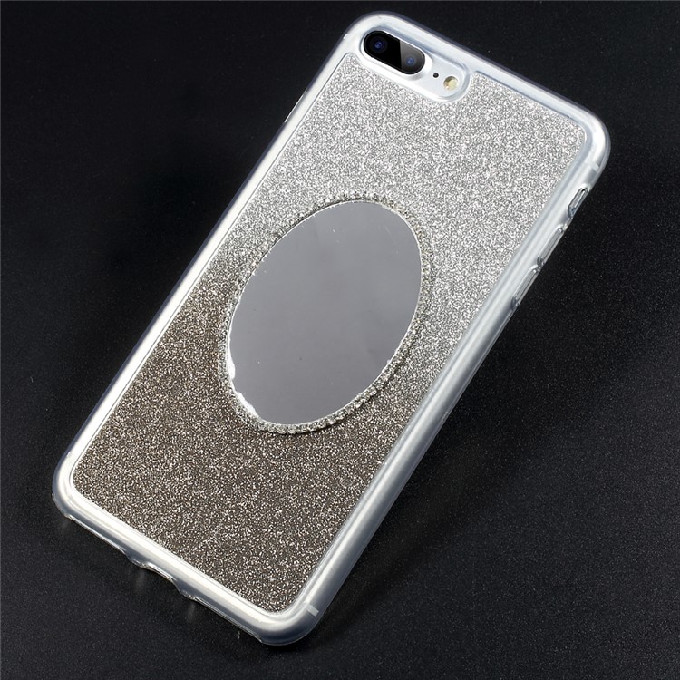 Gradient Color Bling Flash Powder Diamonte Mirror TPU Soft Case for iPhone 7 Plus - Grey-1