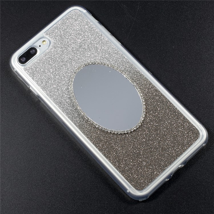 Gradient Color Bling Flash Powder Diamonte Mirror TPU Soft Case for iPhone 7 Plus - Grey-3