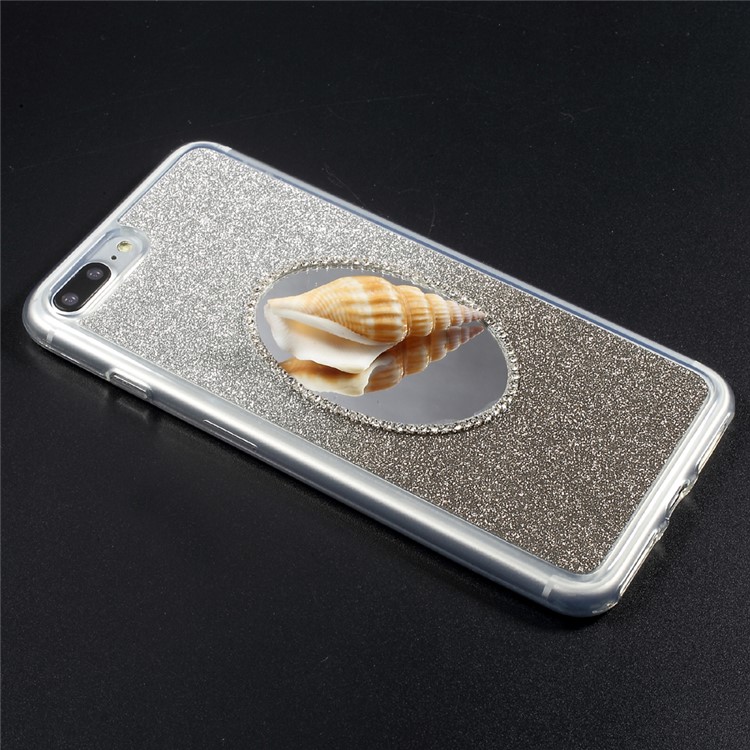 Gradient Color Bling Flash Powder Diamonte Mirror TPU Soft Case for iPhone 7 Plus - Grey-4