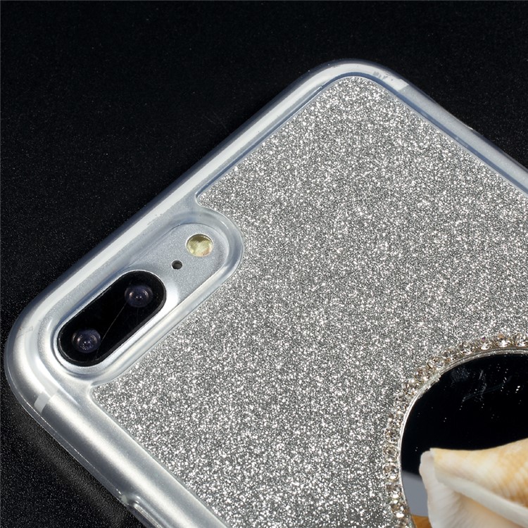 Gradient Color Bling Flash Powder Diamonte Mirror TPU Soft Case for iPhone 7 Plus - Grey-5