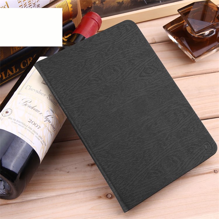 TORRAS Wood Grain Smart Leather Case Stand for iPad 9.7 (2017) - Black-1