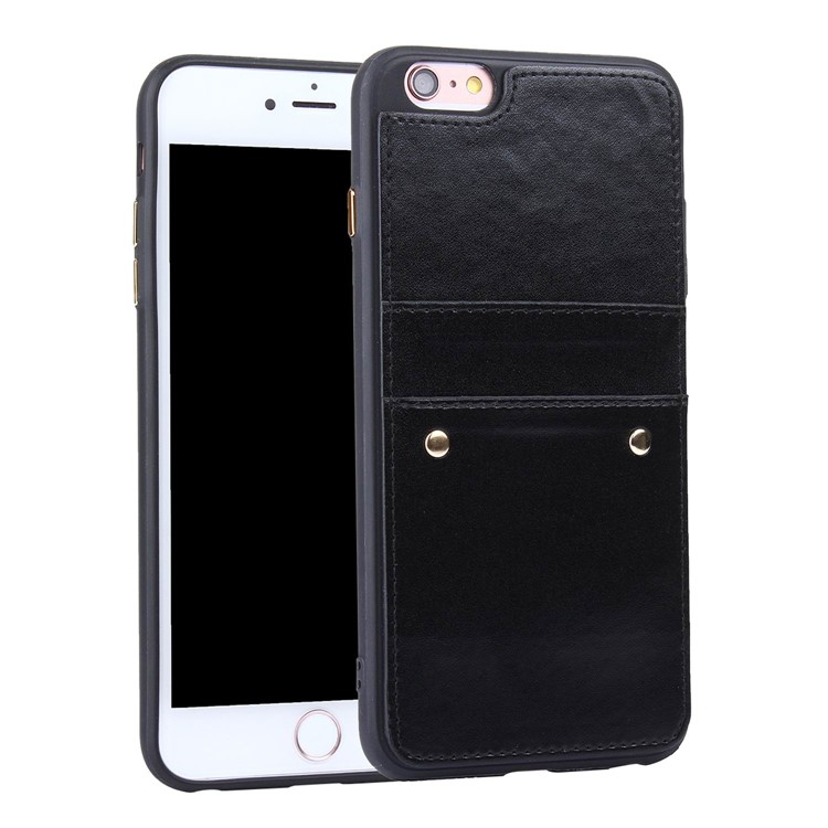 LC.IMEEKE Rivet Leather Coated TPU Card Slot Mobile Casing for iPhone 6s/6 - Black-1