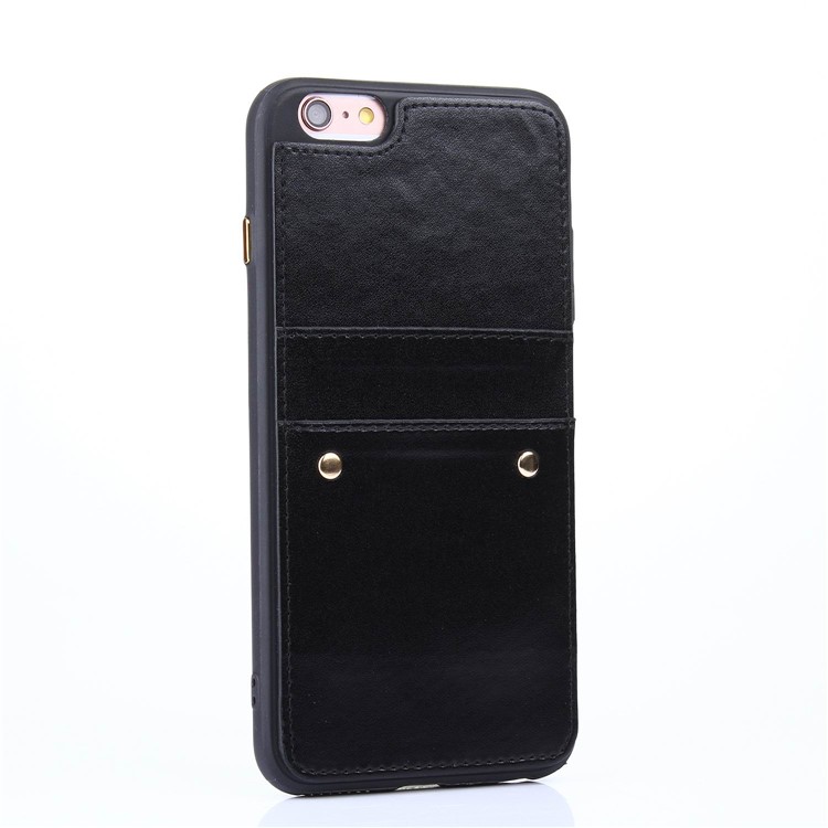 LC.IMEEKE Rivet Leather Coated TPU Card Slot Mobile Casing for iPhone 6s/6 - Black-2