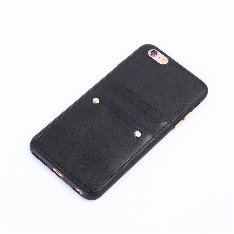 LC.IMEEKE Rivet Leather Coated TPU Card Slot Mobile Casing for iPhone 6s/6 - Black-3