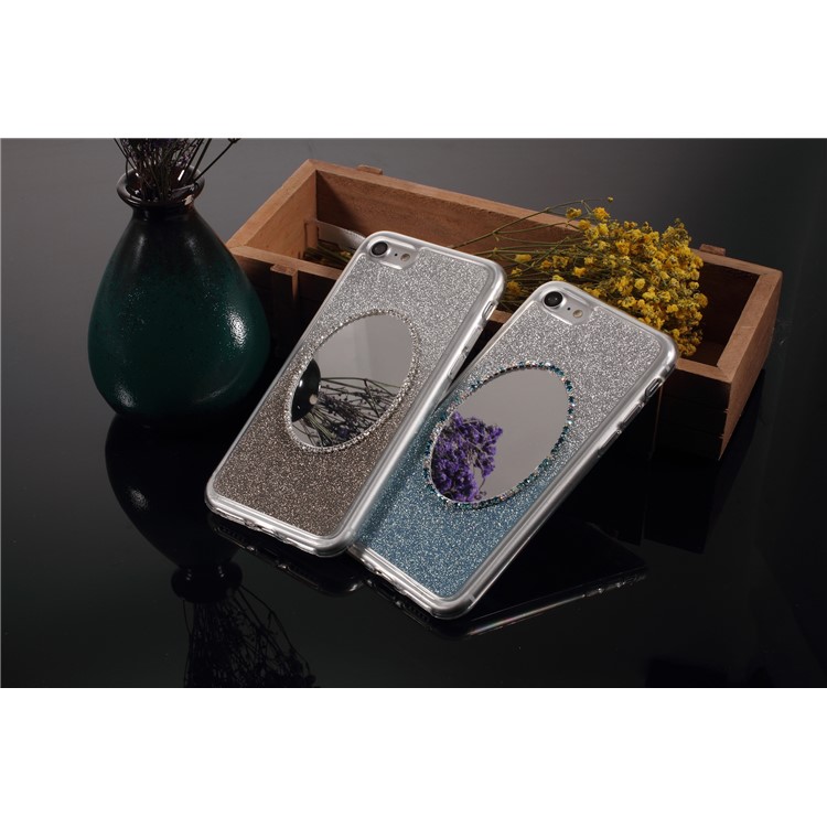 Rhinestone Decor Gradient Glittery TPU + Mirror Case for iPhone 7 4.7 inch - Grey-10