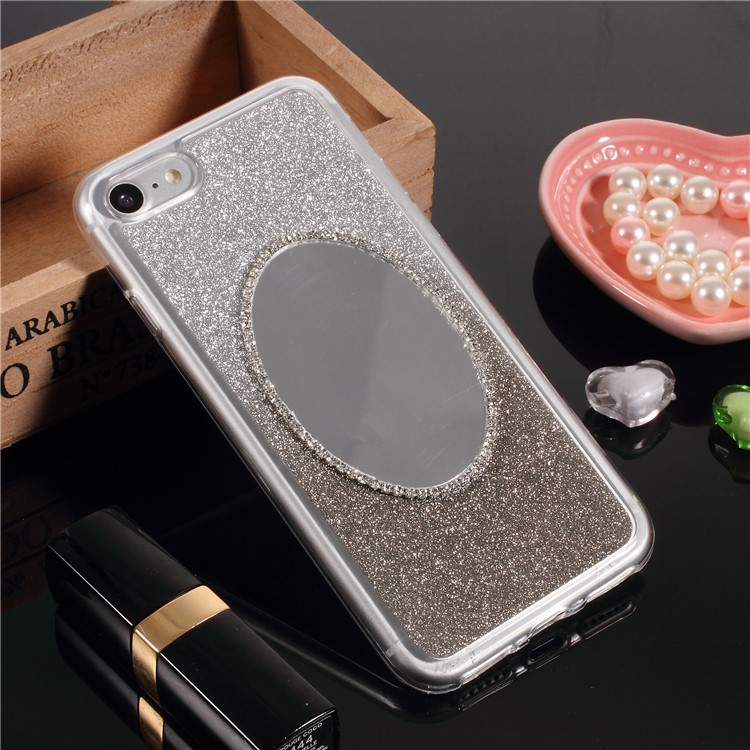 Rhinestone Decor Gradient Glittery TPU + Mirror Case for iPhone 7 4.7 inch - Grey-2