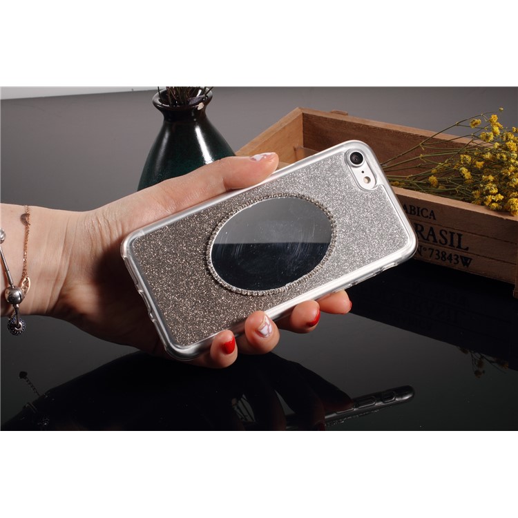 Rhinestone Decor Gradient Glittery TPU + Mirror Case for iPhone 7 4.7 inch - Grey-4