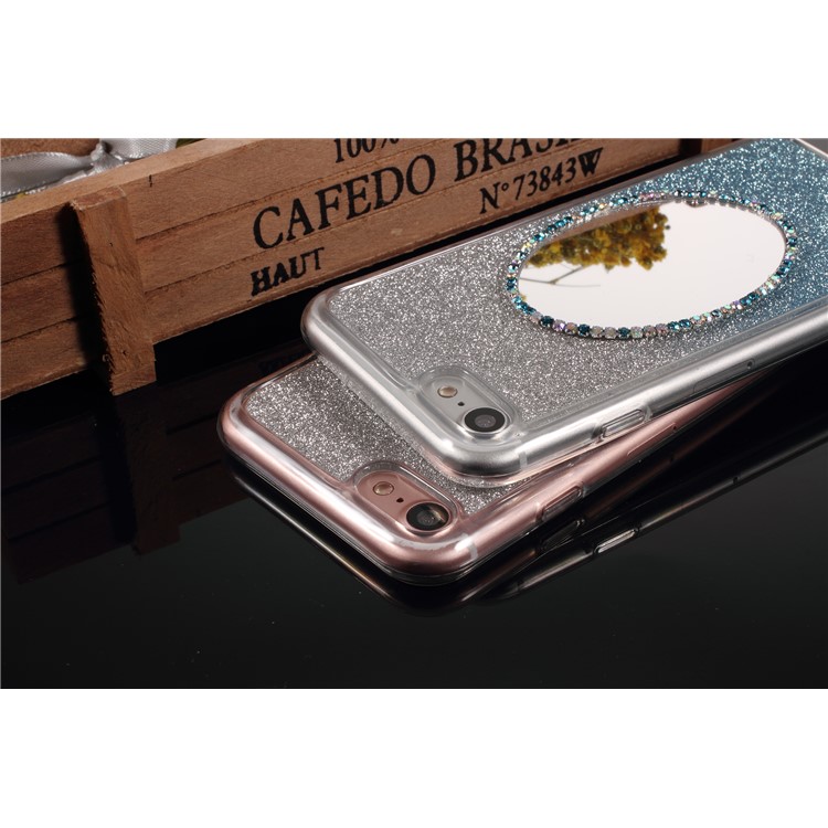 Rhinestone Decor Gradient Glittery TPU + Mirror Case for iPhone 7 4.7 inch - Grey-7