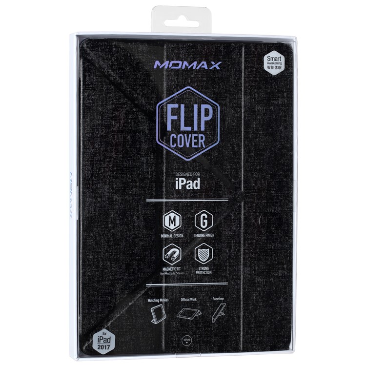 MOMAX Origami Tri-fold Stand Leather Smart Case for iPad 9.7 inch (2017) - Black-15