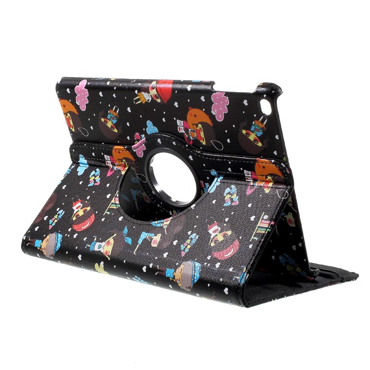 For iPad 9.7 inch (2017) Cartoon Figures Pattern Leather 360 Degree Rotary Stand Tablet Case - Black-5
