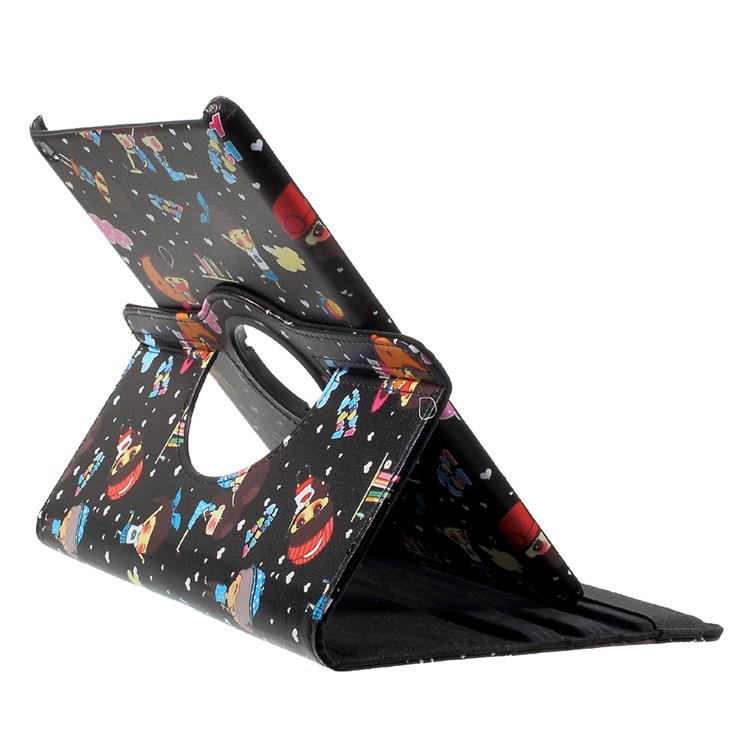For iPad 9.7 inch (2017) Cartoon Figures Pattern Leather 360 Degree Rotary Stand Tablet Case - Black-6