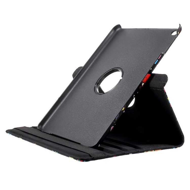 For iPad 9.7 inch (2017) Cartoon Figures Pattern Leather 360 Degree Rotary Stand Tablet Case - Black-7