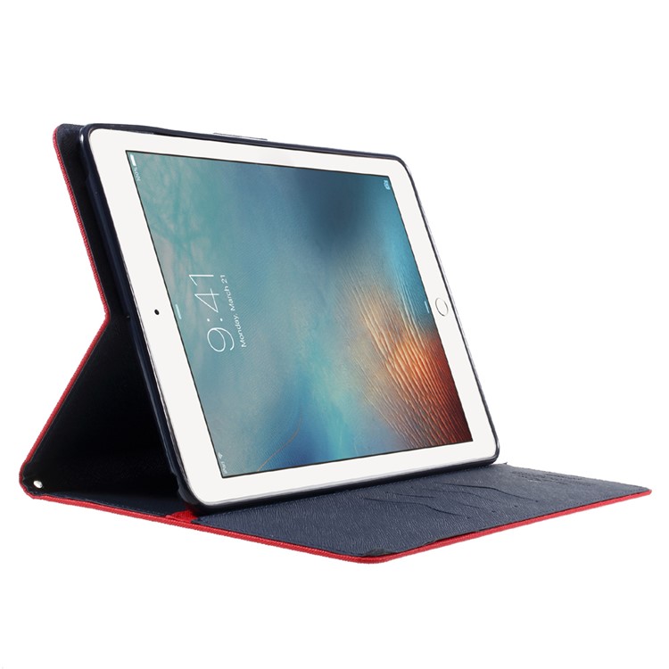 MERCURY GOOSPERY Leather Wallet Case with Stand for iPad 9.7 (2018) / 9.7 (2017) - Red-5