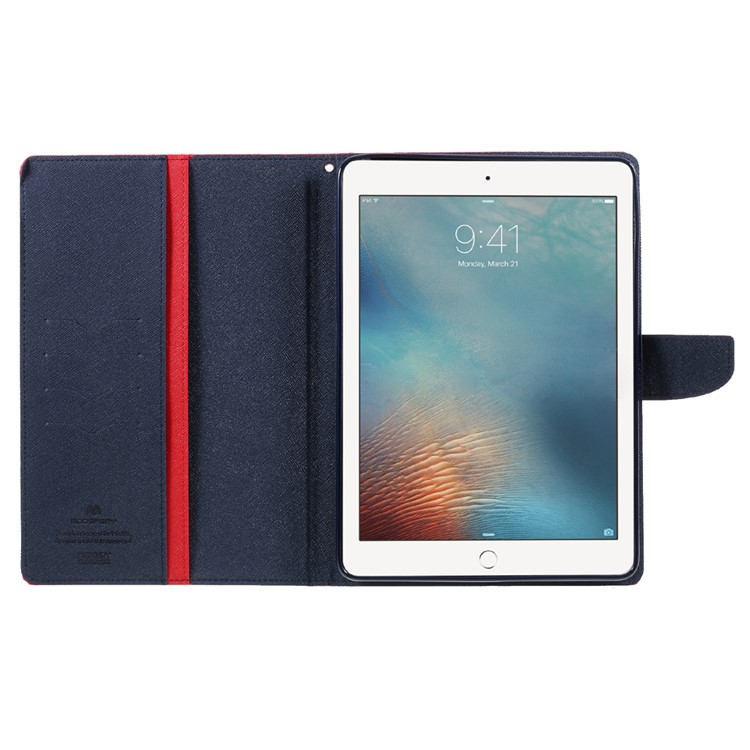 MERCURY GOOSPERY Leather Wallet Case with Stand for iPad 9.7 (2018) / 9.7 (2017) - Red-7
