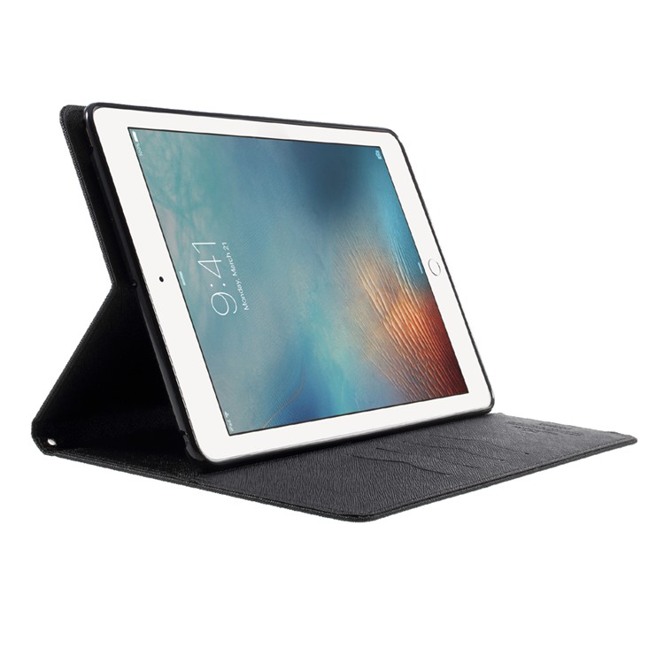 MERCURY GOOSPERY Wallet Leather Tablet Case for iPad 9.7 (2018) / 9.7 (2017) - All Black-4