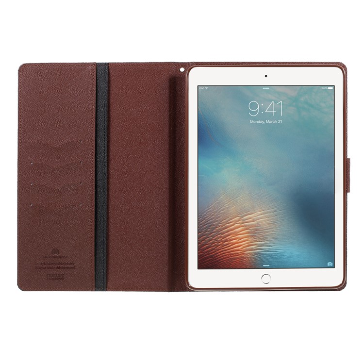 MERCURY GOOSPERY Wallet Leather Case for iPad 9.7 (2018) / 9.7 (2017) - Brown / Black-6