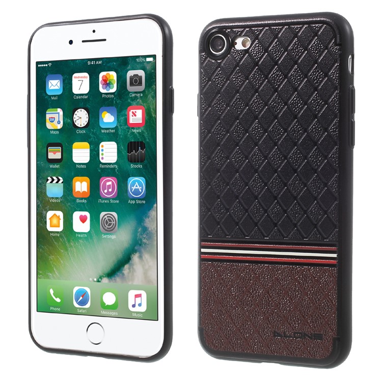 DLONS Grid Series for iPhone 7 4.7 Embossment Soft TPU Case Cover - Black-2