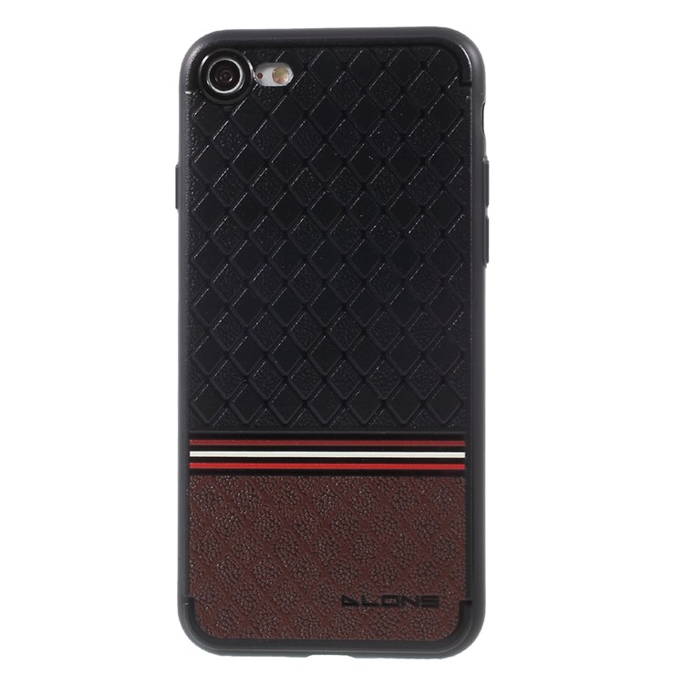 DLONS Grid Series for iPhone 7 4.7 Embossment Soft TPU Case Cover - Black-6