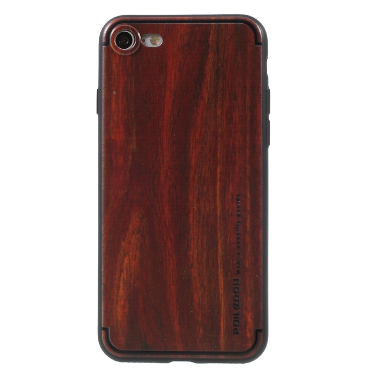PAILEDOU Wood Pattern TPU Soft Back Case Mobile Accessory for iPhone 7 4.7 inch - Wine Red-1