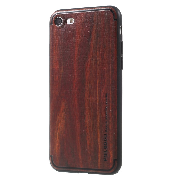 PAILEDOU Wood Pattern TPU Soft Back Case Mobile Accessory for iPhone 7 4.7 inch - Wine Red-2