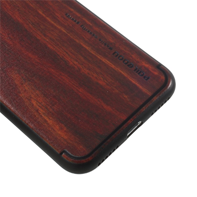PAILEDOU Wood Pattern TPU Soft Back Case Mobile Accessory for iPhone 7 4.7 inch - Wine Red-5