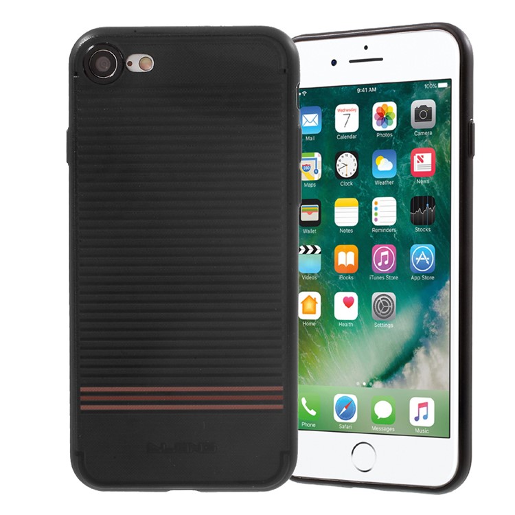 DLONS Fan Series Lines Embossment Soft TPU Cover Case for iPhone 7 4.7 - Black-1